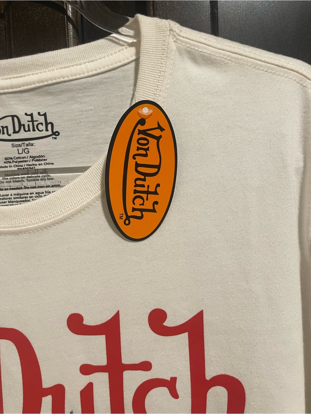 NWT Von Dutch White Tee Tiger, Roses and Flames Large - Picture 3 of 4